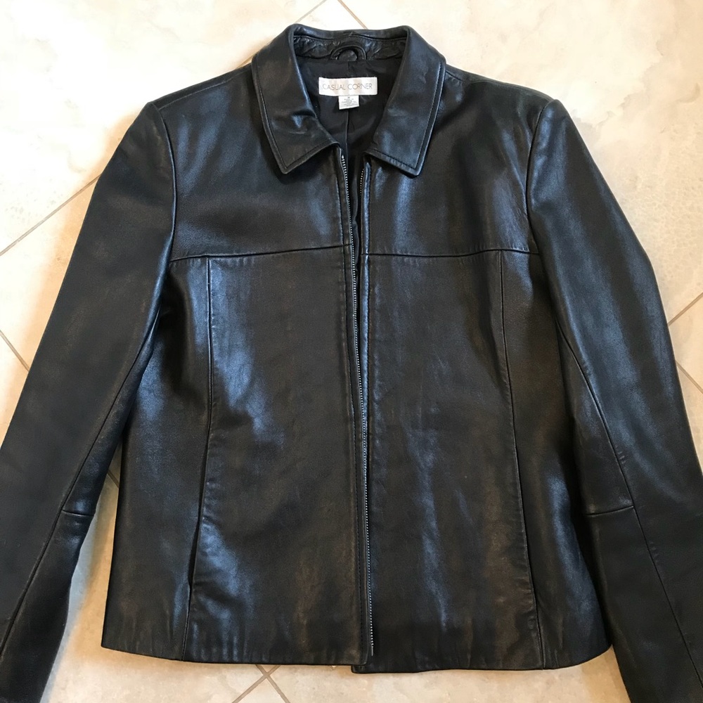 Black Leather Jacket. Size Medium - image 1
